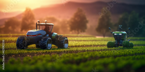 Agriculture robotic and autonomous car working in smart farm, Future 5G technology