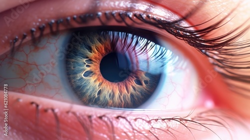 female eye in closeup. made using generative AI tools © 2rogan