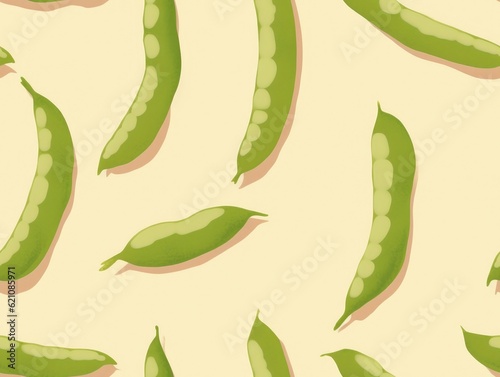 Green Beans drawn style seamless tiles (generative AI)
