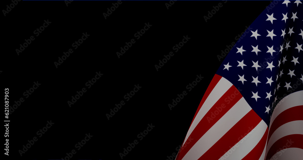 Fototapeta premium Independence day USA celebration banner with Realistic gold star and Flag of the United States. 4th of July poster template. 3d rendering
