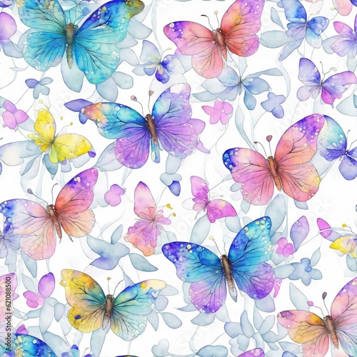 repeating patterns design Butterflies on white background, concept Animals, generative ai © João Macedo