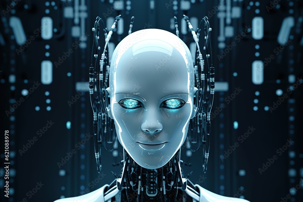Portrait of cyborg woman, Side view Portrait of cyborg woman, Side view