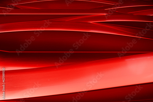 Abstract 3D Rendered Red Metal Curved Background