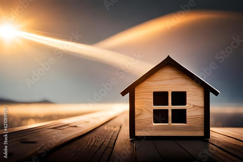 wooden house exemplary silhouette and actual estate of the realm of the region of the kingdom policy calculate. Creative resource, AI Generated