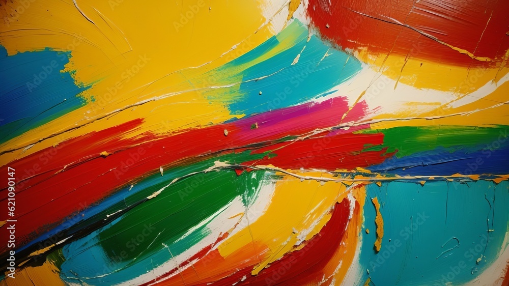 Obraz premium closeup of abstraction approximate colored multicolored artwork rouge texture , with anoint brushstroke , palette knife paint on analyze. Creative resource, AI Generated