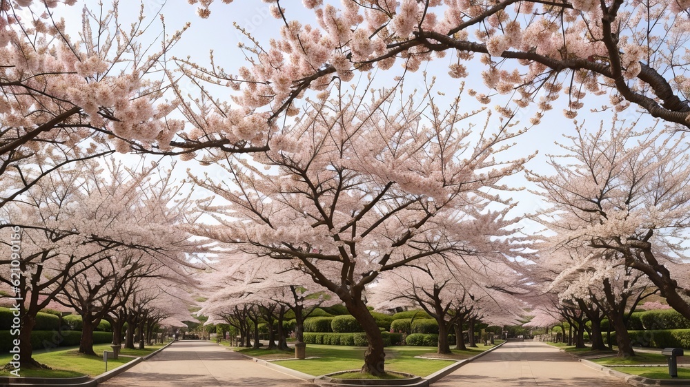 traditional Japanese flower sakura cherry bloom tree. Creative resource, AI Generated