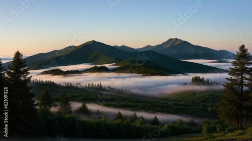 batch afforest fog morning mystic. Creative resource, AI Generated