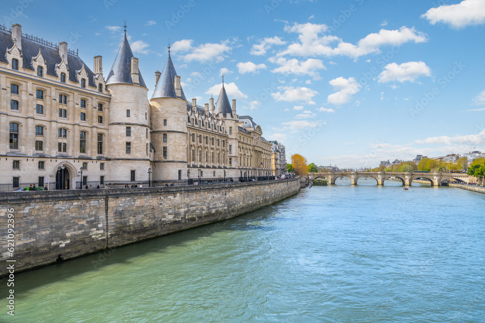 The Conciergerie - former courthouse and prison at river Seine in Paris, France