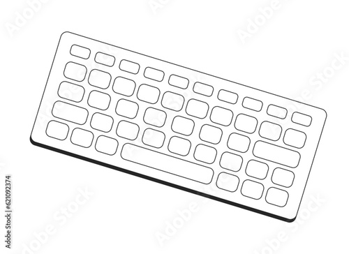 Computer keyboard flat monochrome isolated vector object. Input device for typing on computer. Editable black and white line art drawing. Simple outline spot illustration for web graphic design