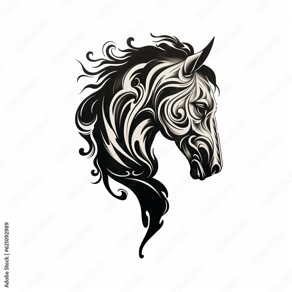 horse head tattoo illustration isolated on white 