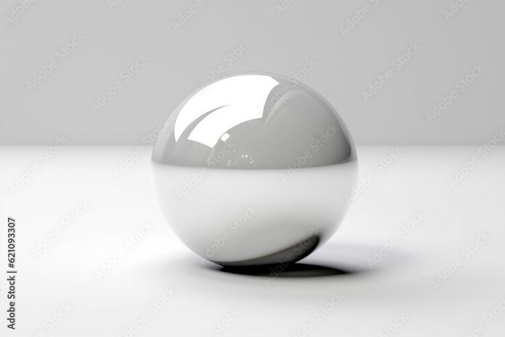 White glass ball. White sphere on a white background, 3d illustration