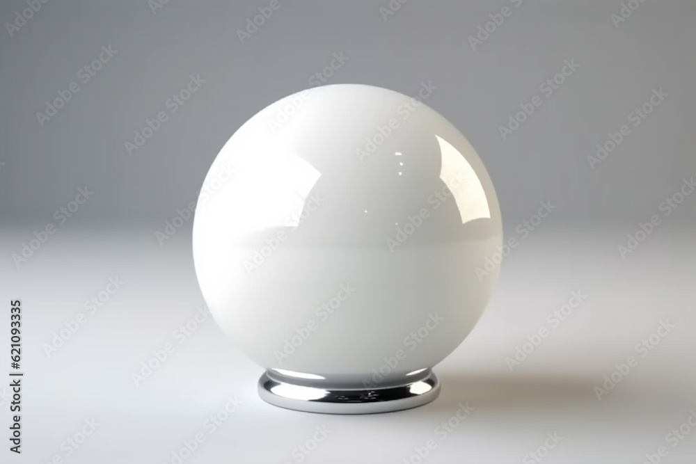 White glass ball. White sphere on a white background, 3d illustration