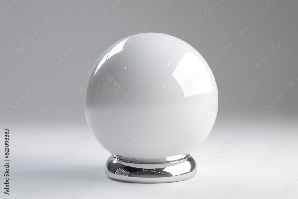 White glass ball. White sphere on a white background, 3d illustration White glass ball. White sphere on a white background, 3d illustration