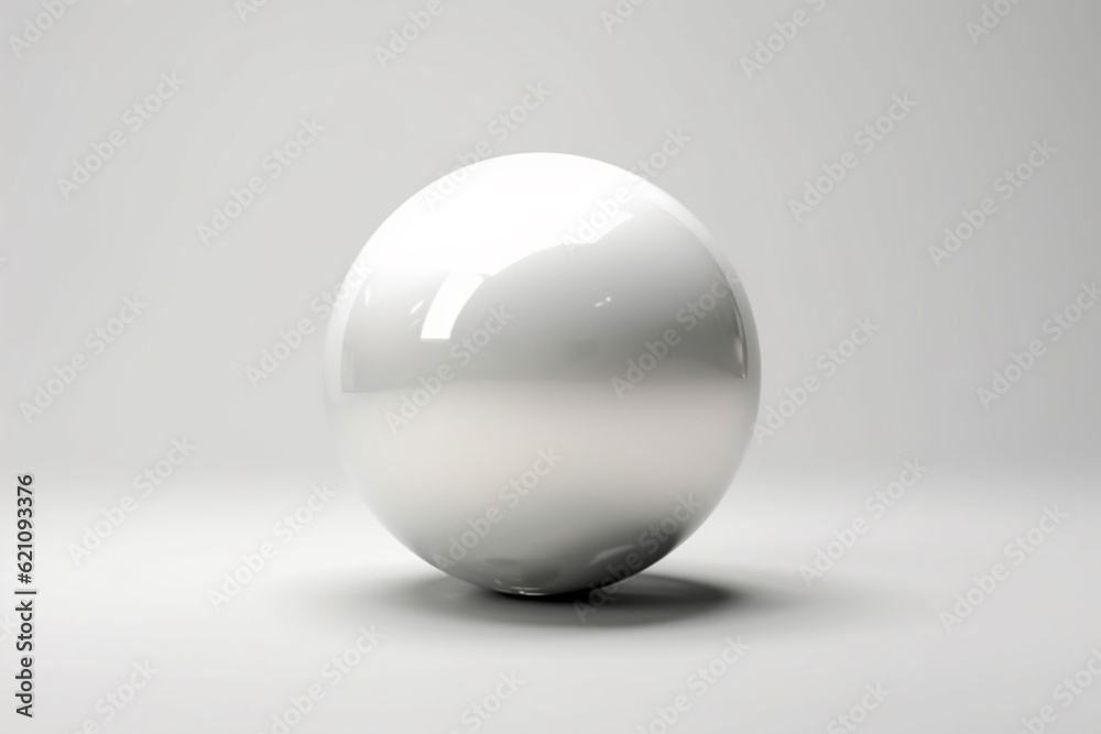 White glass ball. White sphere on a white background, 3d illustration