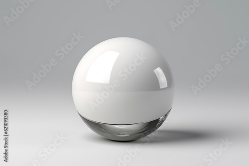 White glass ball. White sphere on a white background, 3d illustration