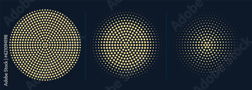 Three Halftone Circles on a Blue Background