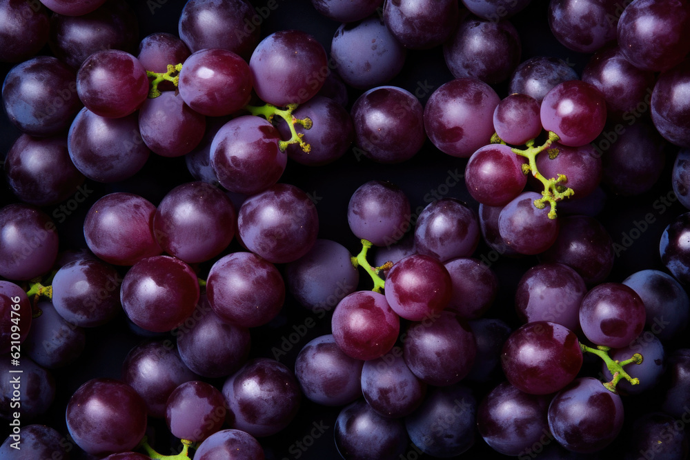 Fototapeta premium Fresh ripe blue grape. Food background. Dark grape. Generative AI