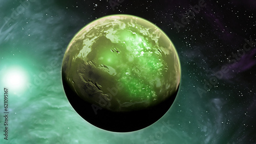 Olive green Planet  Fantasy background with green color theme