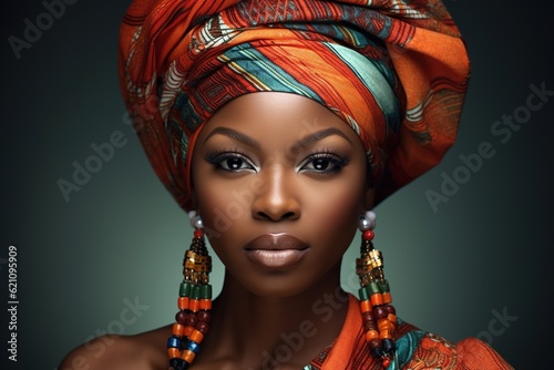 Portrait of beautiful young african woman in turban