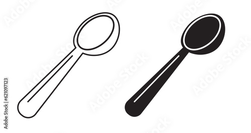 Ice cream scoop icon set in fill and outline style. detergent powder measuring scoop tool vector icon.