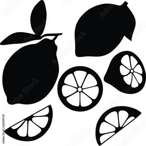 Zesty Shadows - The Striking Lemon Vector Silhouette in Black
