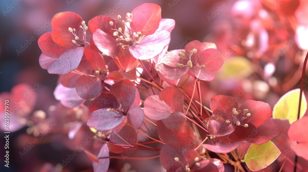 Close-up vertical shot of lovely blooms from the Cotinus coggygria. made using generative AI tools