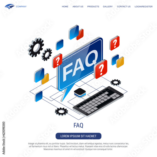 FAQ  customer support  online help  hotline 3d isometric vector concept illustration
