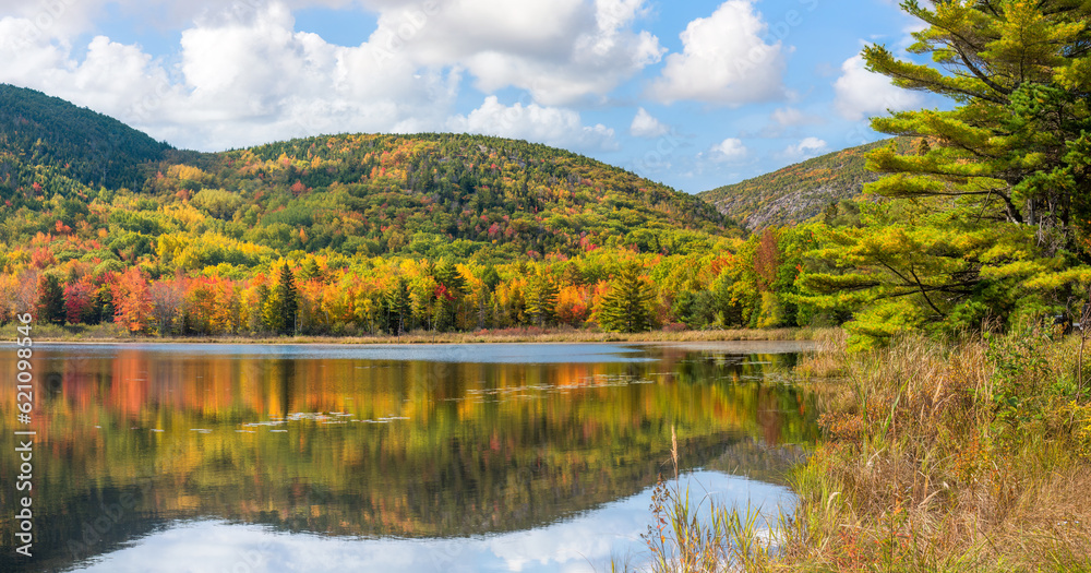 Acadia National Park Loop Road - Beaver Dam Pond with fall colors