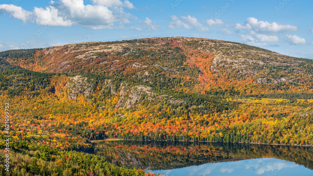 Echo Lake as seen from Cadillac Mountain - Acadia National Park in Autumn 