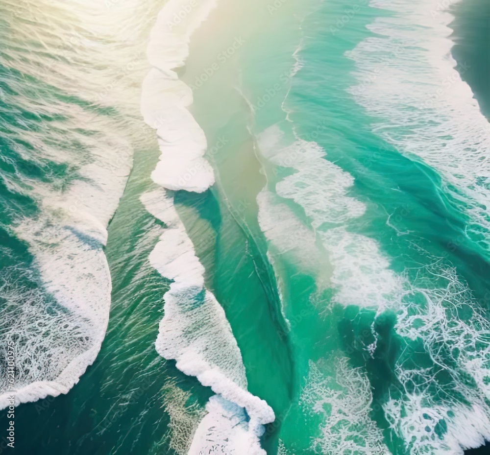 aerial view of beautiful tropical ocean waves, travel and nature concept