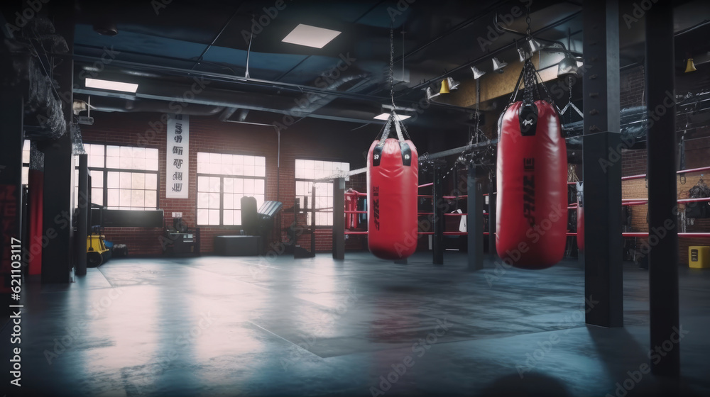A boxing Gym with Punching Bag for training A boxing Gym with Punching Bag for training