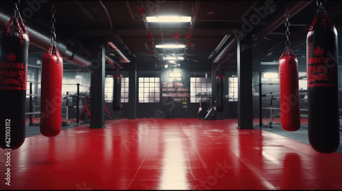 A boxing Gym with Punching Bag for training