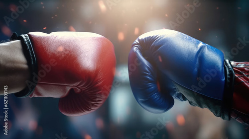 Close-up of two boxing gloves hitting each other © didiksaputra