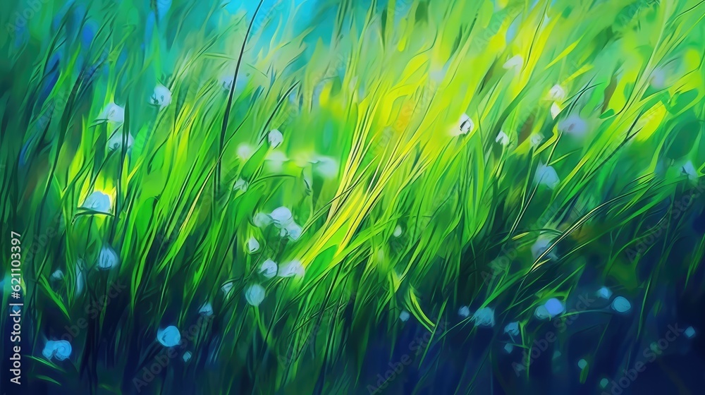 In the distant, grass in spring. made using generative AI tools