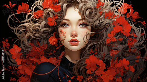 Enchanting Symmetry: Abstract and Intricate Line Art Blooms Against a Captivating Background, Creating a Mesmerizing Backdrop of Colors, Silver, Gold, and Black-White, Fit for Wallpaper, Generative AI