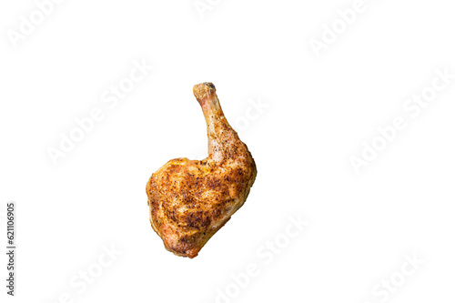 Grilled chicken leg on a wooden board. High quality Isolate, transparent background