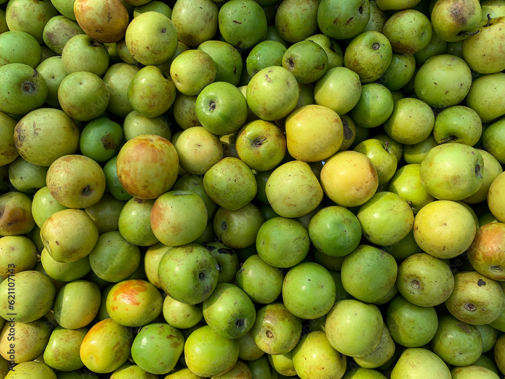 Top view of Bair Fruit of Asia. Pattern background of Jujube Fruit Bair