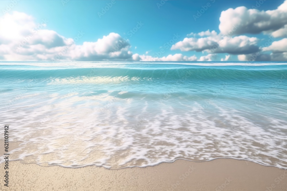 Sand, water, and sky of the summertime backdrop