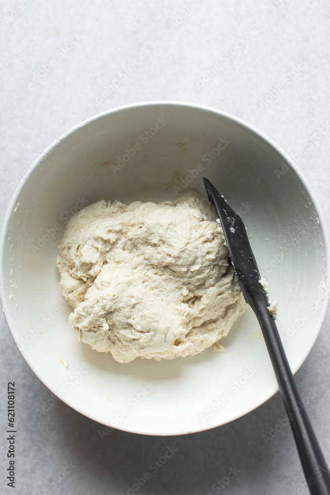Rough dough that has not been kneaded, dough without gluten development, under-kneaded dough Rough dough that has not been kneaded, dough without gluten development, under-kneaded dough
