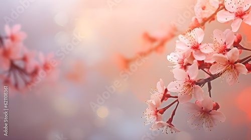 Spring backgrounds with blooming flowers Generative AI