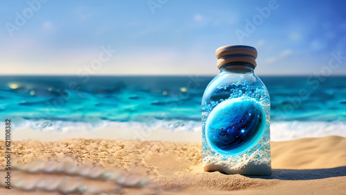 Planet capture in a bottle!!! Blue Backgrounds, with fantasy theme