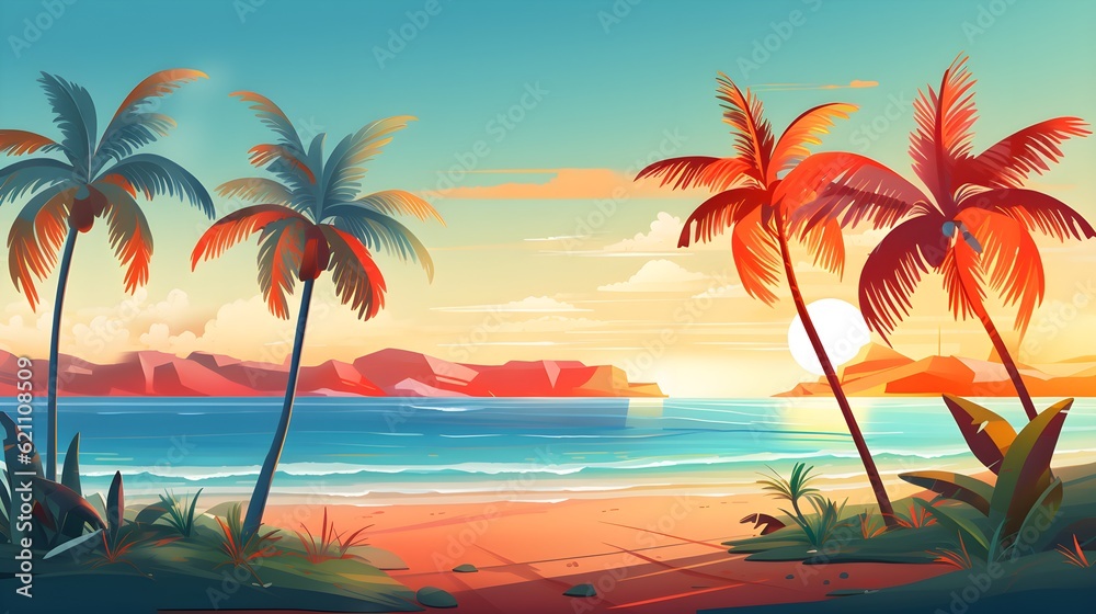 Summer backgrounds with sunny beache Generative AI