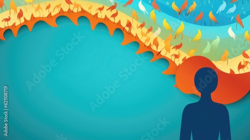 Minority mental health awareness month design banner with colorful silhouette of minority people. Generative AI