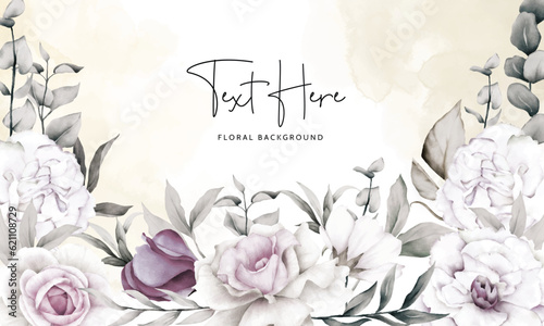 luxury grey and  purple watercolor floral background