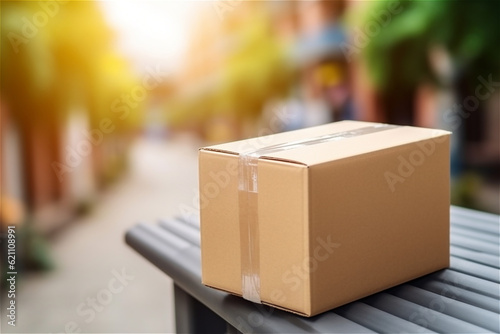 Brown paper box, delivered parcels. AI generated content