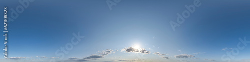 Canvas Print clear blue skybox with clouds as seamless hdri 360 panorama with zenith in spher