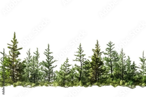 Pine trees with green growths on their outside. Using a clipping path, a picture of green moss on a white backdrop was produced. © 2rogan