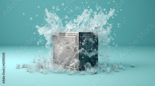 isolated spray of water behind a goods. made using generative AI tools