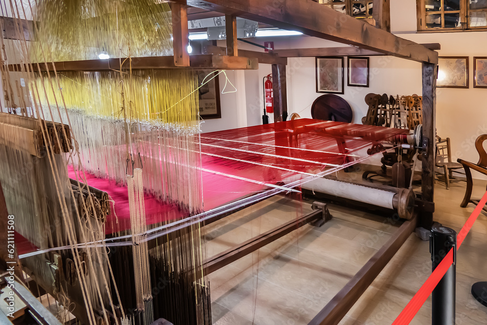 Interior of Silk Museum in Higher Art College of Silk. Silk Museum