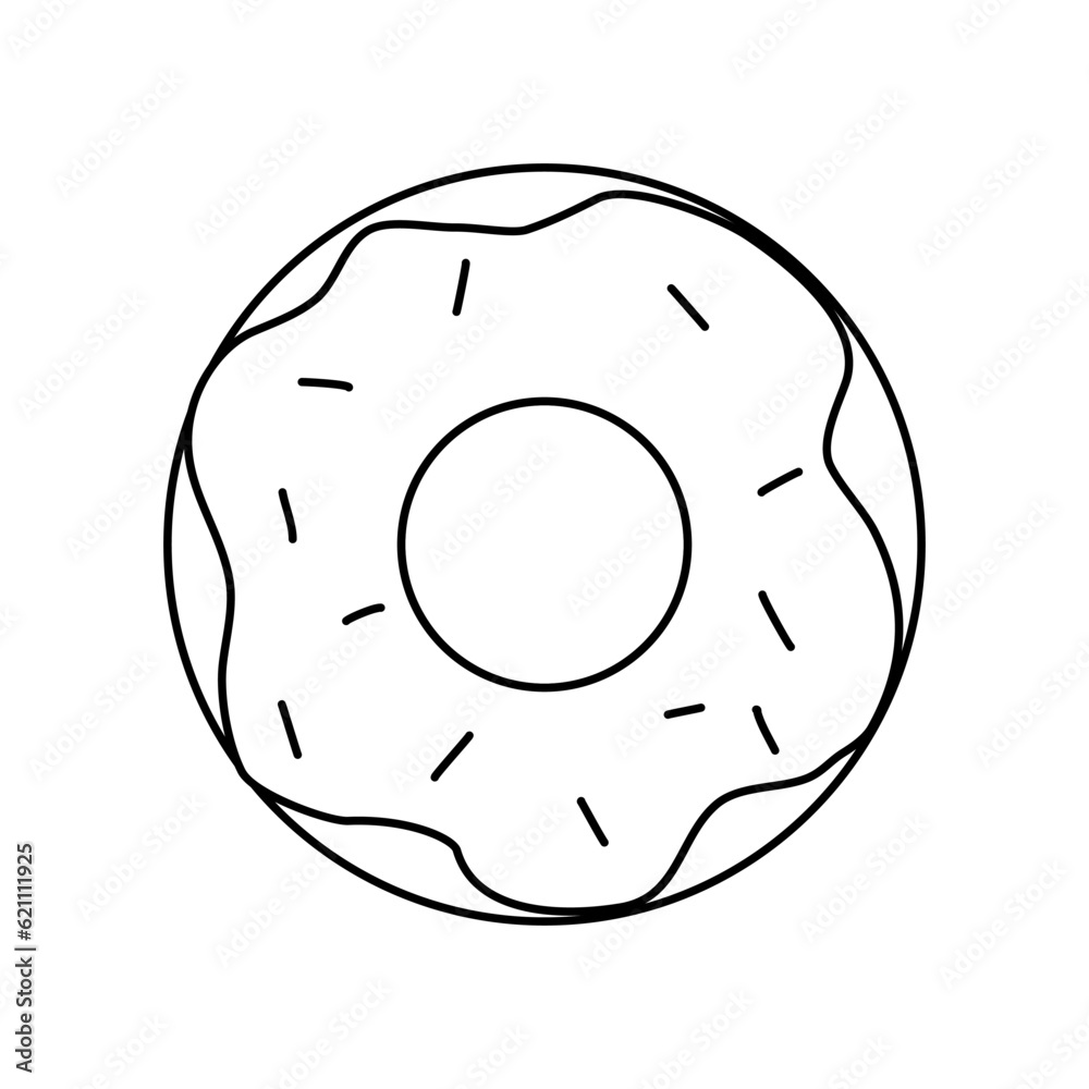 Doughnut inflatable ring for swimming pool or beach, doodle style vector outline for coloring book Doughnut inflatable ring for swimming pool or beach, doodle style vector outline for coloring book